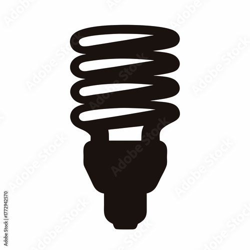Black and white illustration of a compact fluorescent light bulb
