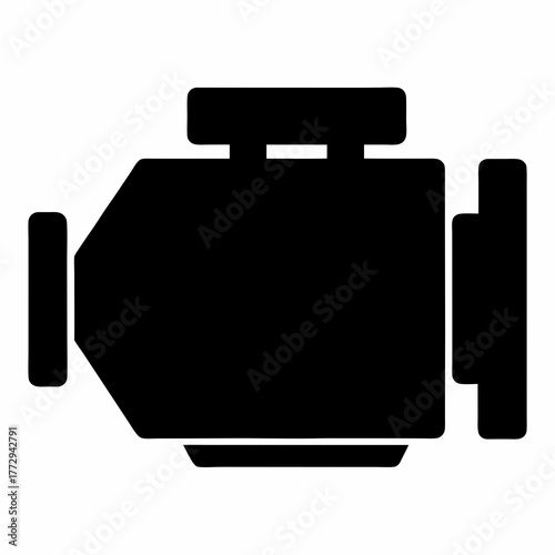 Detailed silhouette of a modern engine block and intake manifold system