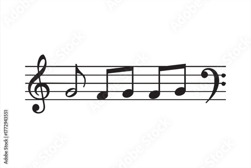 Music notes on staff vector
