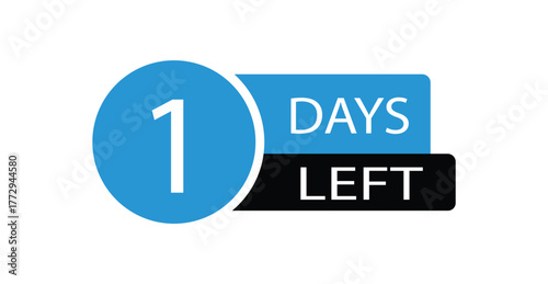 1 days Left countdown template. 1 day Countdown left banner label button eps 10.