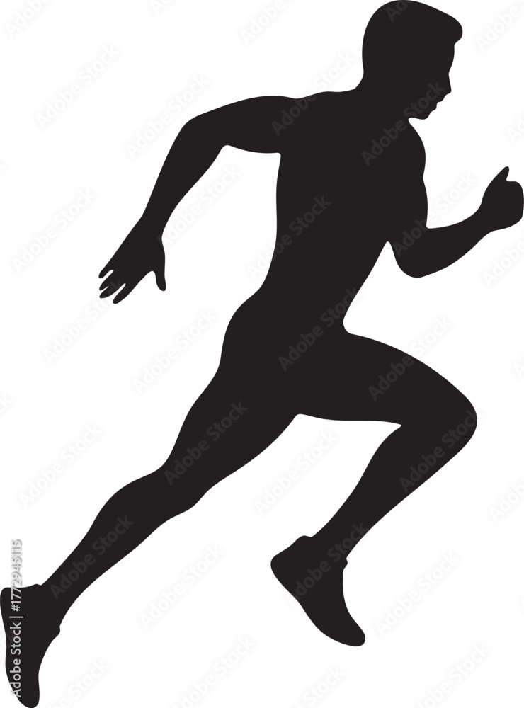 Obraz premium Running athlete silhouette on white background | Minimal vector sports design