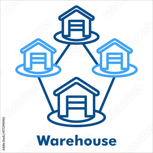 Warehouse Icon. Outline Color Icon Style for Storage and Inventory Management.