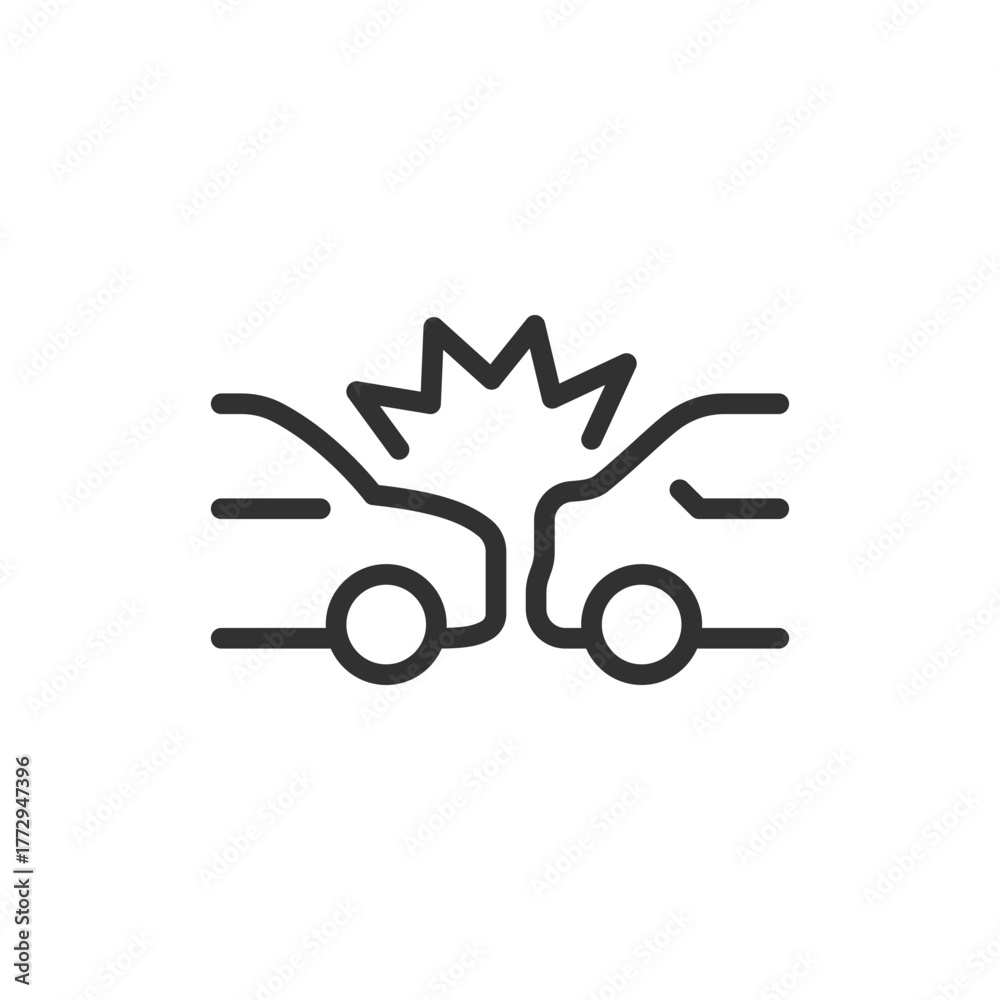Obraz premium Car crash, linear icon. Road accident and collision. Line with editable stroke.