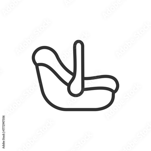 Infant car seat, linear icon. Baby transportation safety item. Line with editable stroke.