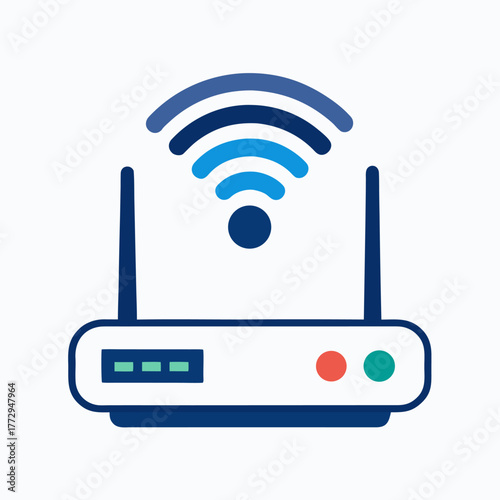 Wireless router icon with wi fi signal waves