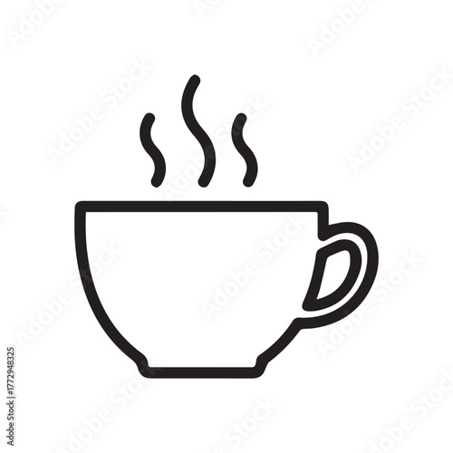Steaming Mug Silhouette Coffee Break Icon Hot Drink Symbol Simple Line Art Minimalist Design Morning Ritual Tea Time
