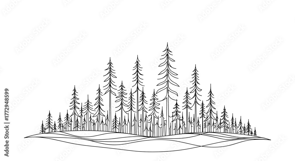 Obraz premium Modern geometric patterns with winter motifs in forest silhouette 