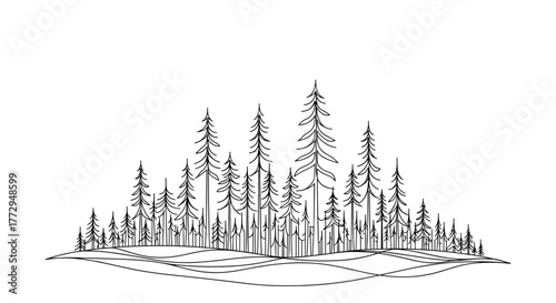 Modern geometric patterns with winter motifs in forest silhouette  
