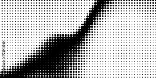 Dotted halftone gradient texture. Vanishing polka dot background. Repeating dots gradation pattern background. Black fading comic pop art overlay backdrop. Raster effect wallpaper.
