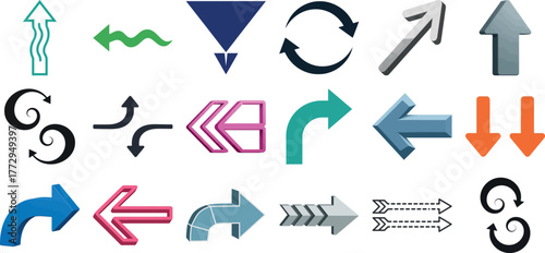 Collection of various arrow icons and symbols