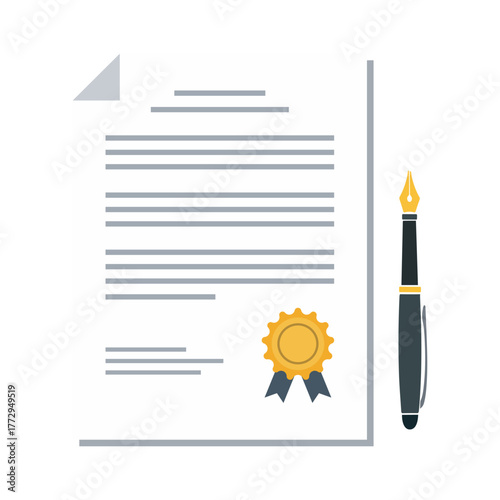 Official Document with Seal and Elegant Pen Contract Agreement Legal Paperwork Certification and Notary Approval 120