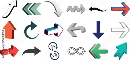 Variety of directional pointers and arrow icons