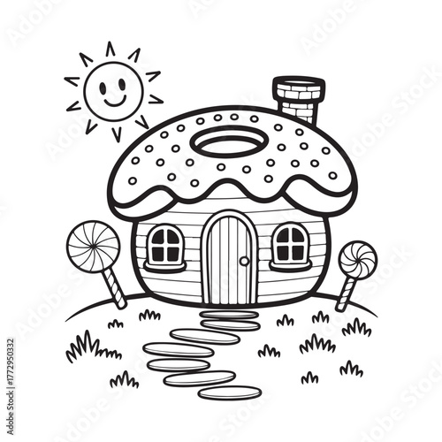 Whimsical House Bold & Easy Coloring Page, bold and easy coloring book, Coloring page, whimsical coloring book for kids, bold and easy coloring book, victor art, fairy house coloring page, victor art,