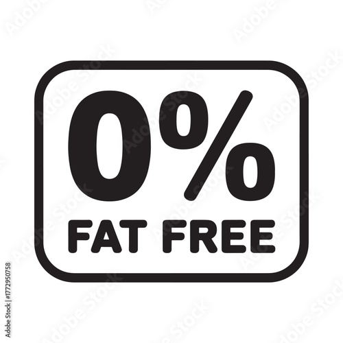 0 percent fat free label icon for healthy food products