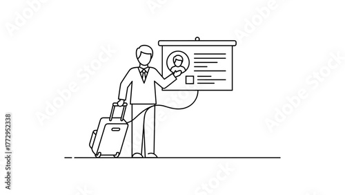 Business traveler presenting a project