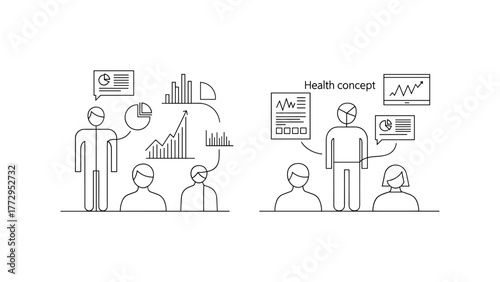 People discussing health concept and business data