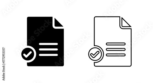 Document with check mark icon for approved or verified status