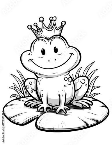 Charming Crowned Frog Cartoon Vector Illustration Whimsical