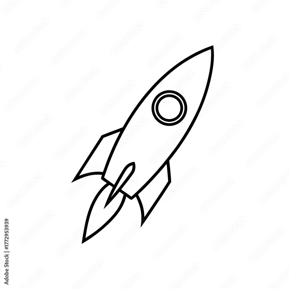 Fototapeta premium Outline of a rocket ship on transparent background