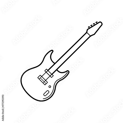 Outline of electric guitar on transparent background
