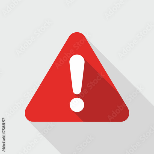 A red triangle warning sign with a white exclamation mark indicates caution or a hazard.