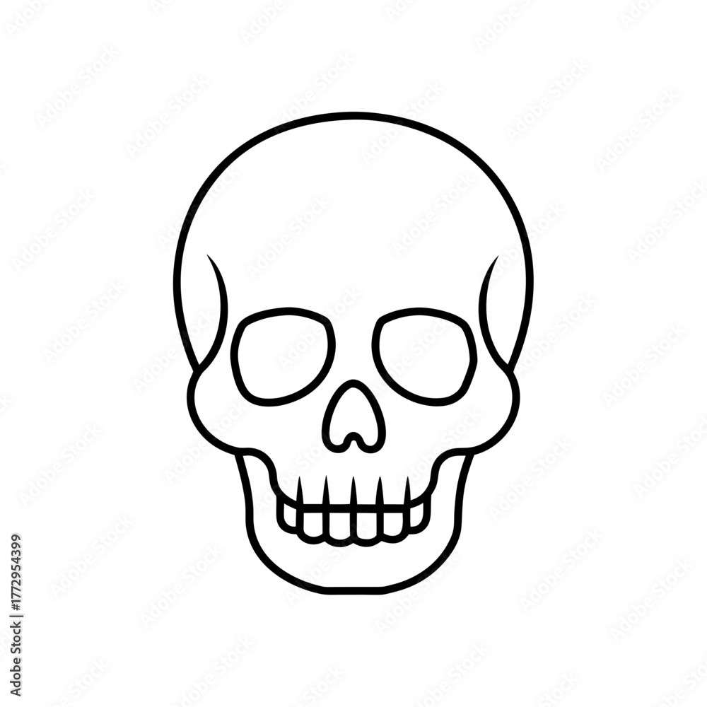 Obraz premium Simple skull line drawing on transparent background