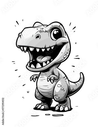 Cute Baby Tyrannosaurus Rex Cartoon Character Playful
