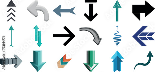 Variety of arrow graphics and icons in multiple colors and forms