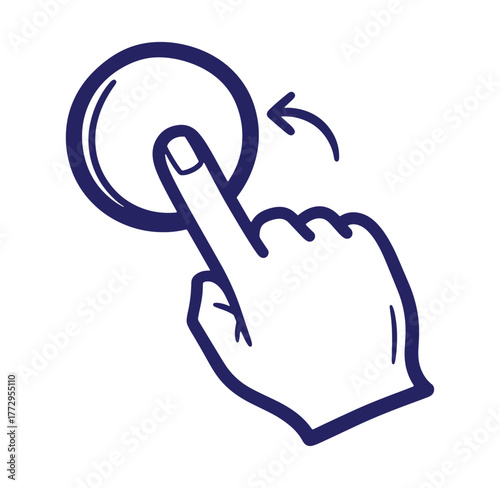 Finger pressing a button with swipe arrow modern icon for interface design