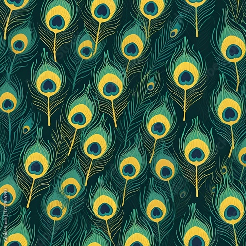 abstract seamless pattern with peacock feathers