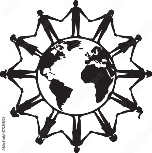 International volunteer day global unity people holding hands around earth