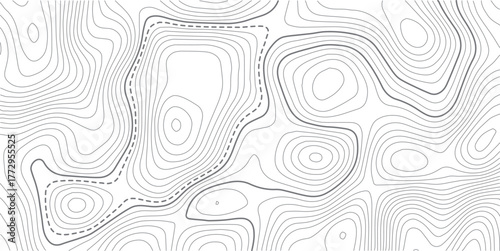 Black and white topographic map background. Topographic map lines. Monochrome topographic terrain lines with space for text.Seamless Light topographic topo contour map background, vector illustration 