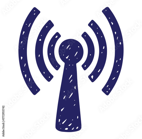 Hand drawn wireless signal icon showing connectivity and technology communication easily.