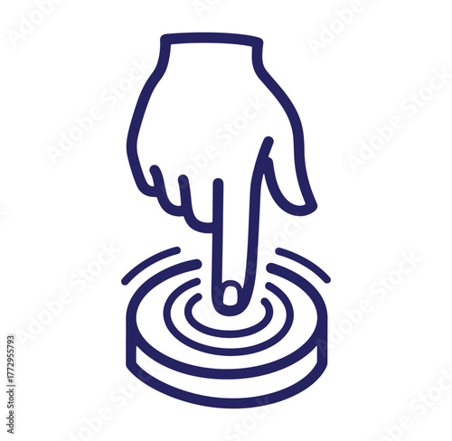 Hand pressing a button concept illustrating activation or interaction in digital systems