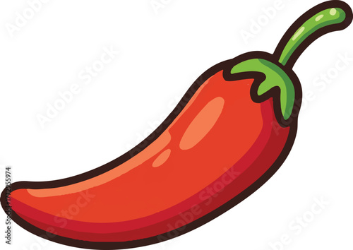 chili pepper vector icon on a white background, in a cartoon style, with a simple design, flat color illustration, minimalist