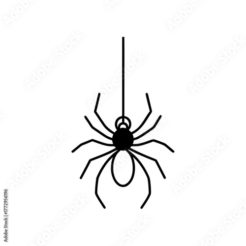 Hanging spider illustration on transparent background