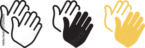 Hand gesture icons set. Collection of clapping hand gesture icons representing actions and emotions for graphic design and communication, isolated on transparent background. Vector illustration.