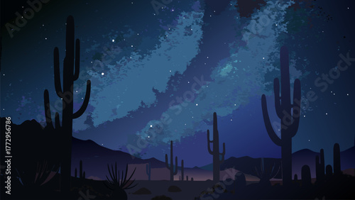 Nighttime Saguaro Forest Time Lapse with Stars and Milky Way