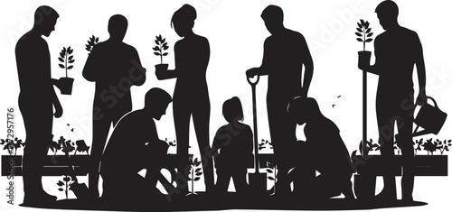 Diverse group of volunteers planting together celebrating international volunteer day for social good