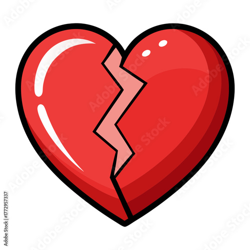 Broken heart vector illustration, heartbreak, love, relationship, sad, pain, divorce, symbol