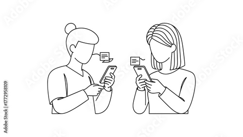 Two women chatting on smartphone