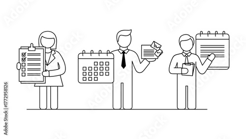 Business people planning and scheduling tasks