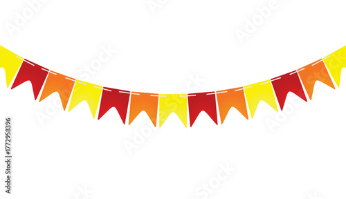 Party flags hanging on rope. vector
