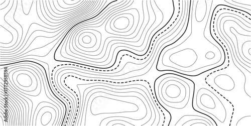 Black and white topographic map background. Topographic map lines. Monochrome topographic terrain lines with space for text.Seamless Light topographic topo contour map background, vector illustration 