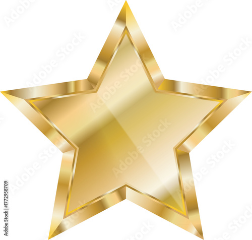 Golden star icon isolated on white background, a symbol of success and award