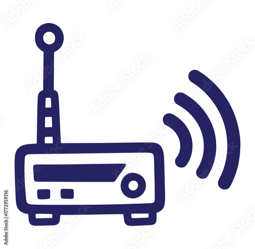 Simple vector illustration of a wifi router transmitting wireless internet signal