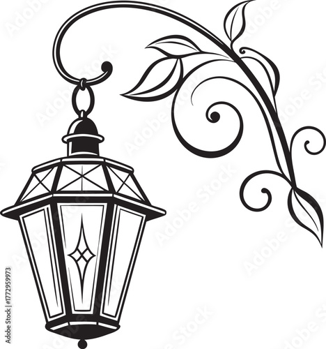 vintage street lamp with birds