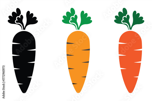 Carrot Icon Set in Flat Design