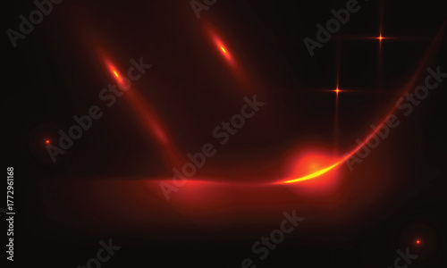 Abstract light  Trails on Dark Background. Dynamic Fiery Light 