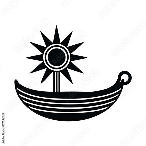 Egyptian Sun Boat Mythic Symbol Vector